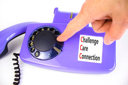 CCC challenge care connection symbol. Concept words CCC challenge care connection on beautiful old disk phone. Beautiful white background. Business CCC challenge care connection concept. Copy space.
