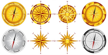 Compass and wind rose in variantsのイラスト素材