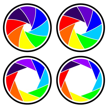 Vector camera shutter apertures  diaphragm , isolated over whiteのイラスト素材