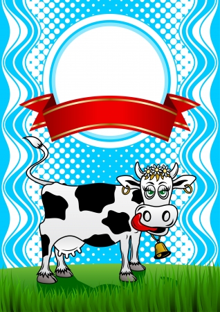 Label template with the image of a cowのイラスト素材