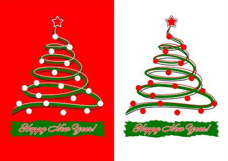 Template holiday card - Christmas tree and inscription のイラスト素材