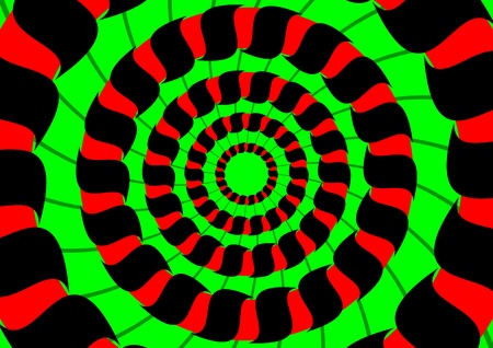 Colorful abstract background - red concentric circles on a green background