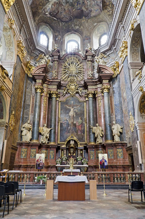 LVIV, UKRAINE - JUNE 08: Church of Saints Peter and Paul (order of Jesuits) in the centre of Lviv city (Theater st.) on June 08, 2012 in Lviv, Ukraine. Was built 1610â1630.のeditorial素材