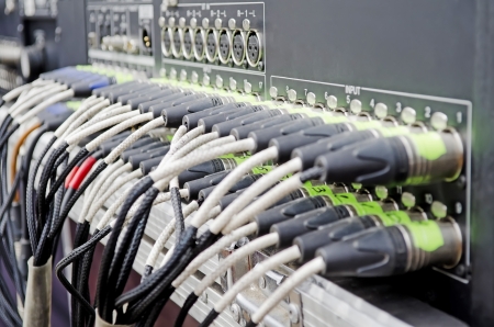 Connectors is connected to sound mixerの写真素材