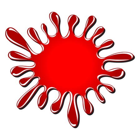 Red blotch flown apart pieces of the liquidのイラスト素材