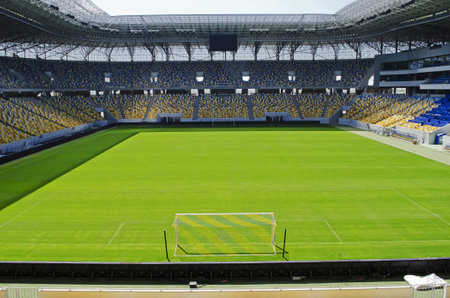 Empty stadium 'Arena-Lviv' on April 28, 2012 in Lviv, Ukraine. The stadium was built for EURO 2012. のeditorial素材