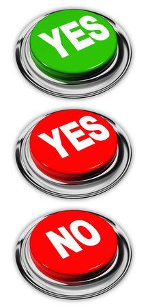 yes and no button, isolated over whiteの写真素材
