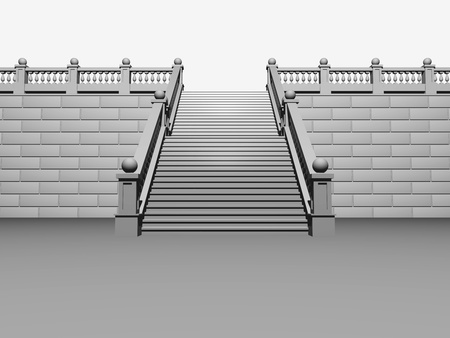 Staircase in the classical style, isolated over whiteの写真素材