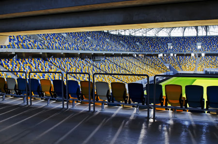 LVIV, UKRAINE - APRIL 28  Empty stadium のeditorial素材