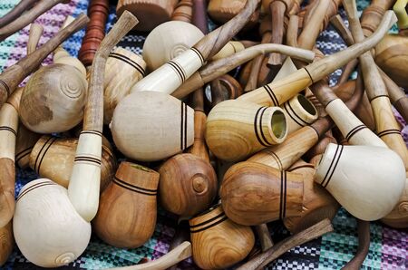 Wooden tobacco pipe made by hand