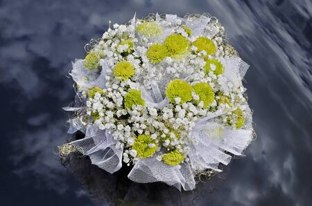 Wedding bouquet on blurred backgroundの写真素材