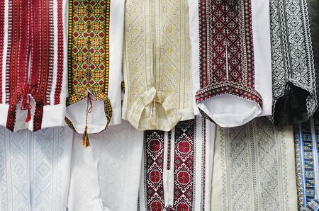 Ukrainian national shirt with embroideryの写真素材