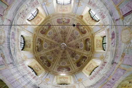 The interior of the Roman Catholic church of the Exaltation of the Holy and St  Joseph  Pidhirtsi Castle, near Lviv, Ukraine  Time of construction 1752-1766 のeditorial素材