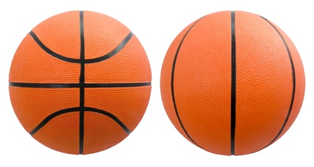 Basketball from different angles isolated on whiteの写真素材