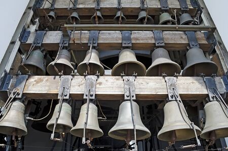 Church bells close-up. Belfry of  St. Michael's Cathedral in Kiev, Ukraine.の写真素材