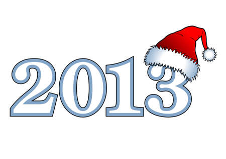 New year - inscription  2013   with Santa Claus hatsのイラスト素材