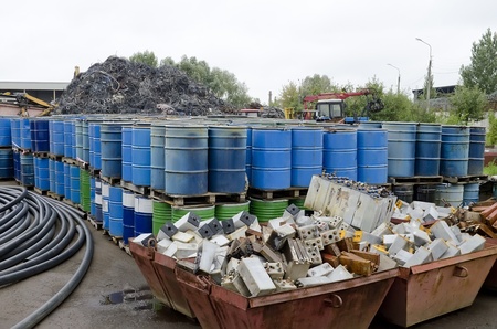 Pile of scrap metal for recyclingの写真素材