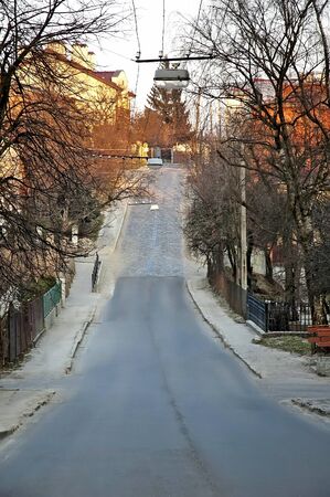 Cityscape - The road going to the descent in Lvov, Ukraineの写真素材