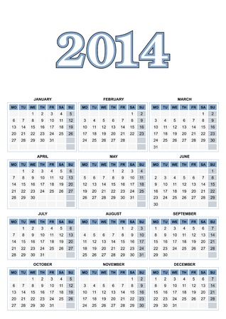 European calendar for 2014 のイラスト素材