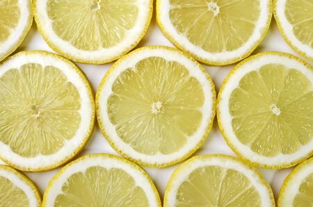 Food background - Sliced mugs lemon closeupの写真素材