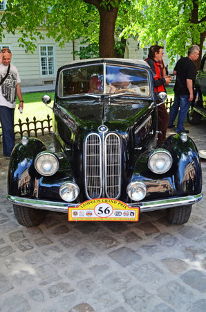 LVOV, UKRAINE - MAY 05: In Lviv was held a festival retro cars - Leopolis Grand Prix on May 05, 2012 in Lvov, Ukraine. In photo - retro car participant of festivalのeditorial素材