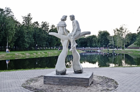 Lovers monument in the Gomel park, Belarusの写真素材