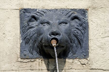 Fountain in the form of a lion's headの写真素材