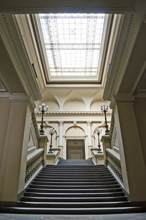 Principal staircase in the classical style in Ivan Franko National University of Lvov, Ukraineのeditorial素材