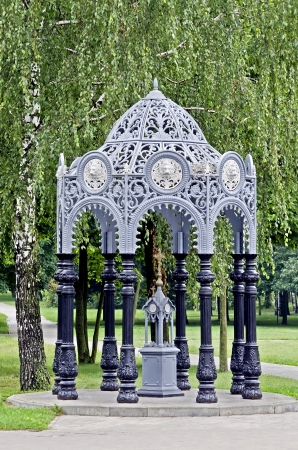 Empty arbor-chapel in the park close-upの写真素材