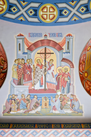 Wall painting in church of St  Vladimir and Olga in Lvov, Ukraineのeditorial素材