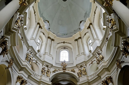 LVOV, UKRAINE - JUNE 13: Dominican cathedral status change - he ceased to be a museum of atheism and religion and became a Greek-Catholic cathedral on June 13, 2013 in Lviv, Ukraine. In photo - dome of the Dominican cathedralのeditorial素材