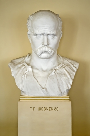 Bust of Ukrainian poet Taras Shevchenko (1814-1861) in Lvov university, Ukraineの写真素材