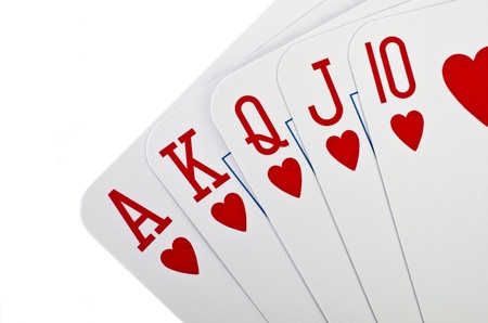 Game cards - royal flush, isolated over white