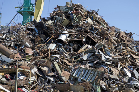 Base of reception of scrap metal in Feodosiya sea portの写真素材