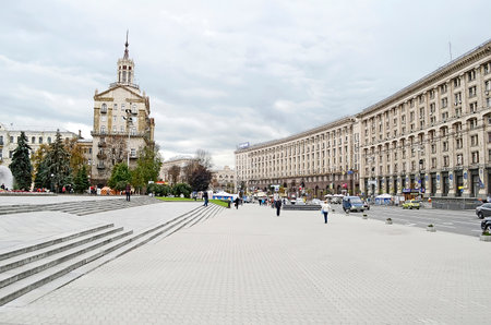 KIEV, UKRAINE - OCTOBER 01: Independence Square on October 01, 2013 in Kyiv, Ukraine. Independence Square (Maidan Nezalezhnosti) is the site of Orange Revolution in 2004のeditorial素材