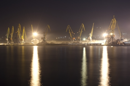 Seaport in Feodosiya at the nightの写真素材