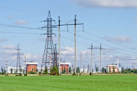Industrial landscape - General view on the Nuclear Power Plant (NPP) in Yuzhnoukrayinsk, Ukraine