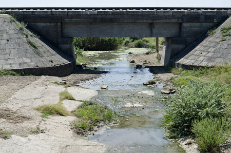 Nature landscape - Railway bridge over a small riverの写真素材