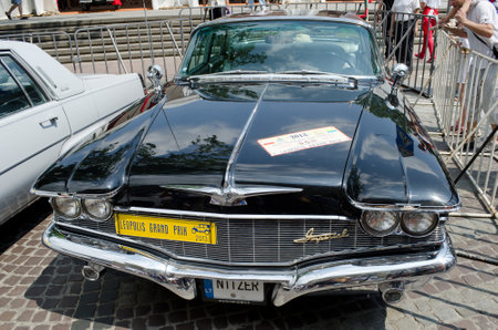 LVOV, UKRAINE - JUNE 21: Unknown model retro car on display during festival retro cars - Leopolis Grand Prix on June 21, 2013 in Lvov, Ukraineのeditorial素材