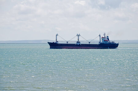Freighter in the Kerch Strait, Crimea, Russiaの写真素材