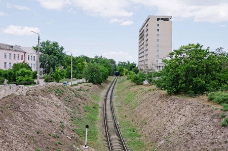 Beautiful cityscape - Railway in Feodosia, Crimea, Russiaの写真素材