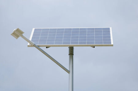 Solar cell close-up, against the skyの写真素材