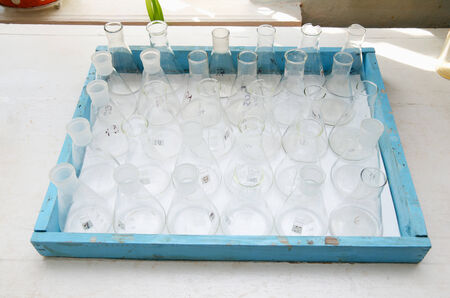 A lot of chemical flasks in the chemical laboratoryの写真素材