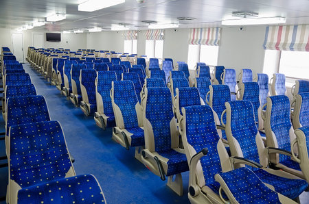 KERCH, CRIMEA, RUSSIA - JANUARY 16: Interior sea ferry - Beauty for passengers sea ferry on January 16, 2015 in Kerch, Crimea, Russiaのeditorial素材
