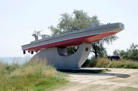 Monument - Landing motorboat in memory of Eltigen landing. Kerch, Crimeaのeditorial素材