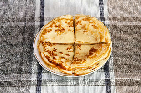 Delicious pancakes on a plate close-upの写真素材