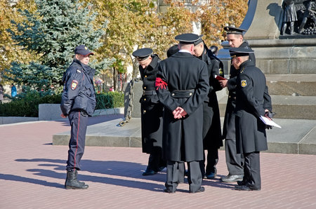 SEVASTOPOL, CRIMEA, RUSSIA - NOVEMBER 04: Near the monument to Admiral Nakhimov in Sevastopol, a...
