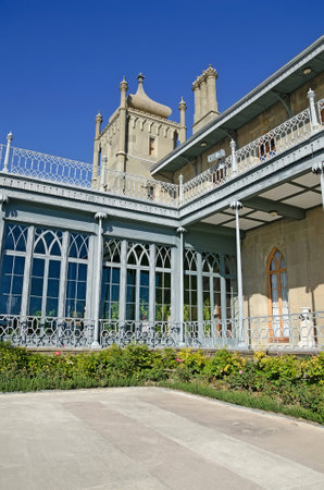 Architectural landmark - Southern side of the Vorontsov Palace in Alupka, Yalta, Crimea