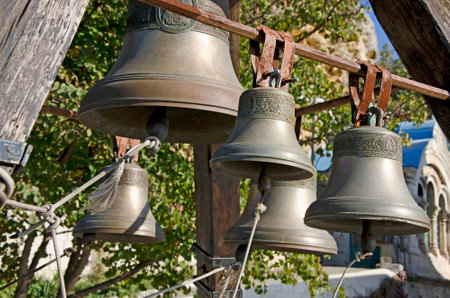 SEVASTOPOL, CRIMEA, RUSSIA - NOVEMBER 04: Bells in St. George monastery on November 04, 2014 in Sevastopol, Crimea, Russiaのeditorial素材