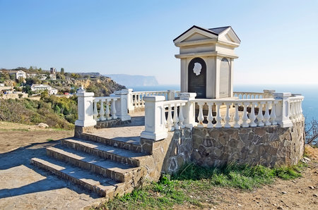 SEVASTOPOL, CRIMEA, RUSSIA - NOVEMBER 04: Pushkin monument on Cape Fiolent on November 04, 2014 in Sevastopol, Crimea, Russiaのeditorial素材